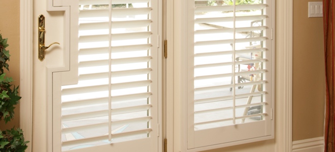 White french door with shutters